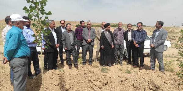 فرماندار از روند کاشت درخت در تصفیه خانه فاضلاب خمین بازدید کرد